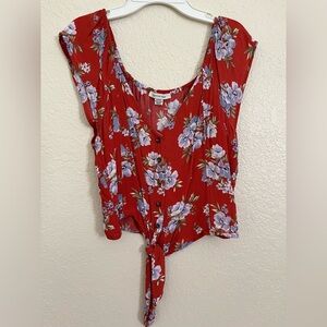 Orange floral American Eagle blouse, size medium